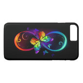 Coques Case-Mate iPhone Vibrant infinity with rainbow butterfly on black (Dos (Horizontal))