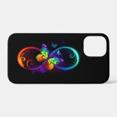 Coques Case-Mate iPhone Vibrant infinity with rainbow butterfly on black (Verso (horizontal))