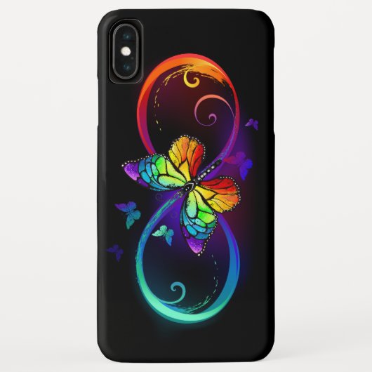 Coques Case-Mate iPhone Vibrant infinity with rainbow butterfly on black (Dos)