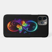 Coques Case-Mate iPhone Vibrant infinity with rainbow butterfly on black (Dos (Horizontal))