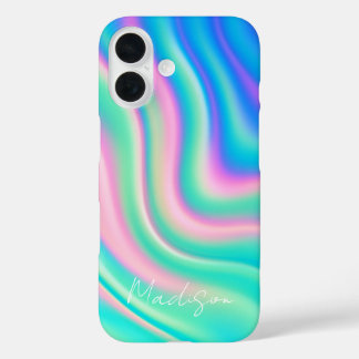 Coques iPhone 16 Vibrant Iridescent Wave Flow