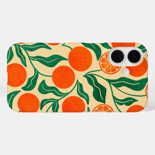 Coques Case-Mate iPhone Vibrant Orange Citrus Botanical Pattern  (Verso (horizontal))