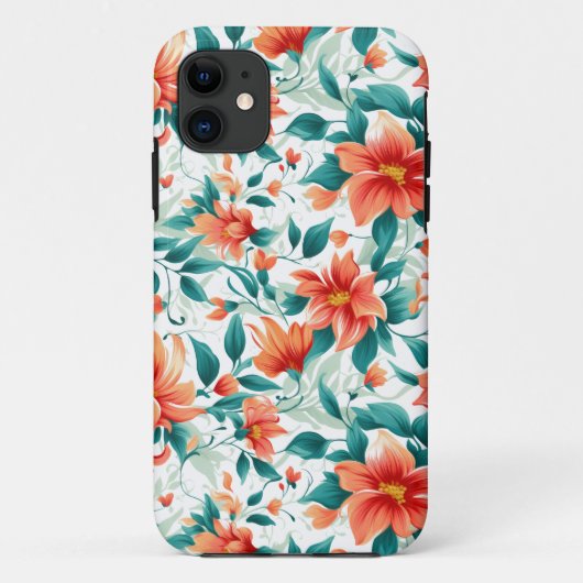 Coques Case-Mate iPhone Vibrant Orange Floral Garden Pattern - Elegant Tea (Dos)