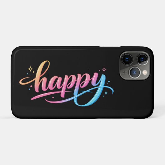 Coques Case-Mate iPhone Vibrant Pastel Gradient HAPPY Typography - Modern  (Dos (Horizontal))
