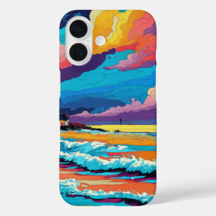Coques iPhone 16 Vibrant Sunset Beach Vaves Design artistique