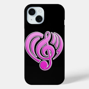 Coque Pour iPhone 15 Vibrations Amour musical Coeur rose Note DJ