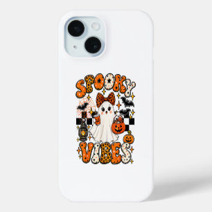 Coque Pour iPhone 15 Vibrations Fantomatiques Groovy Fantôme Mignon Hal