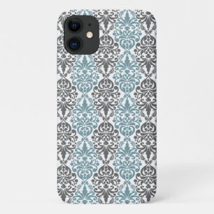 Case-Mate iPhone Case Victorian Blue Grey Vintage Damask Lace Motif