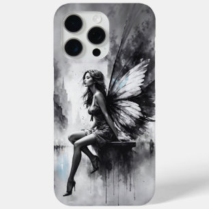 Coque iPhone 15 Pro Max Vie urbaine noire et blanche, conte de fée surréal