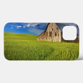 Coques Case-Mate iPhone Vieille grange dans un champ de blé de printemps (Verso (horizontal))