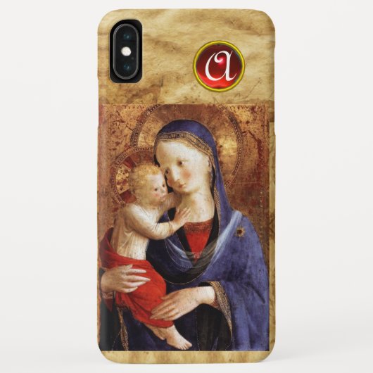 Coques Case-Mate iPhone VIERGE AVEC ENFANT Rouge Ruby Monogramme (Dos)