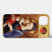 Coques Case-Mate iPhone VIERGE AVEC ENFANT Rouge Ruby Monogramme (Verso (horizontal))