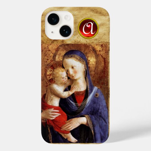 Coques Case-Mate iPhone VIERGE AVEC ENFANT Rouge Ruby Monogramme (Verso)