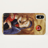 Coques Case-Mate iPhone VIERGE AVEC ENFANT Rouge Ruby Monogramme (Dos (Horizontal))