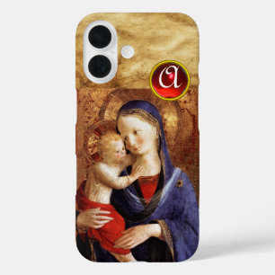 Coques iPhone 16 VIERGE AVEC ENFANT Rouge Ruby Monogramme