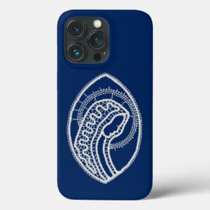 Case-Mate iPhone Case Vierge Marie, dentelle blanche, bleu marine
