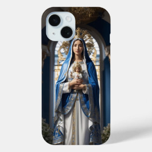 Coque Pour iPhone 15 Vierge Marie et bébé Jésus