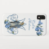 Coques Case-Mate iPhone Vierge religieuse Marie Croix bleu Fleurs (Dos (Horizontal))