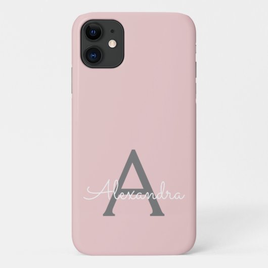 Coques Case-Mate iPhone Vierge rose Gris Gris Gris Fille Script Nom Modern (Dos)