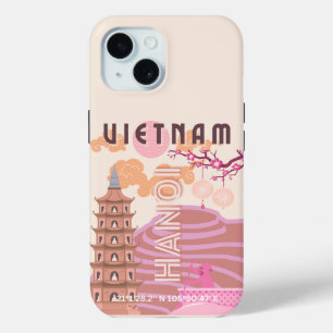 Coque Pour iPhone 15 Vietnam Travel Art, Retro
