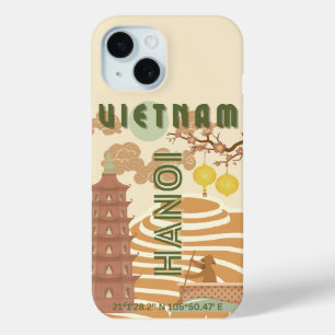 Coque Pour iPhone 15 Vietnam Travel Art, Vintage