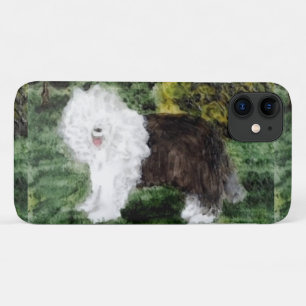 Coque iPhone 11 Vieux anglais Sheepdog Peinture Chien mignon