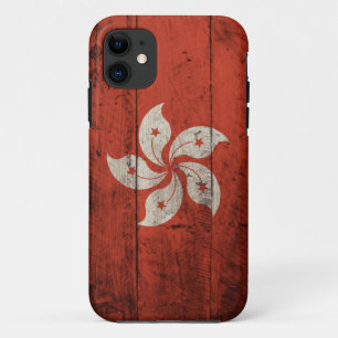 Coques Pour iPhone Vieux drapeau en bois de Hong Kong