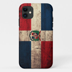 Coque iPhone 11 Vieux drapeau en bois de la République Dominicain