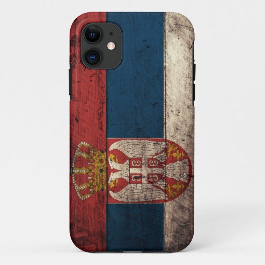 Coques Case-Mate iPhone Vieux drapeau en bois de la Serbie (Dos)