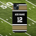 Coque Pour iPhone 15 Vieux Gold Black and White Sports Stripe<br><div class="desc">Super article pour le fan de la Nouvelle Orléans dans votre vie. Design à rayures de style jersey de football vieux or, noir et blanc. Les couleurs que nous avons choisies pour cette série de coques correspondent à vos couleurs d'équipe préférées, nous ne pouvons pas les mentionner ici. Un cadeau...</div>