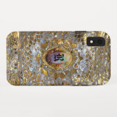 Coques Case-Mate iPhone Vieux Hollywood Chic XR Tough Élégant Monogramme (Dos (Horizontal))