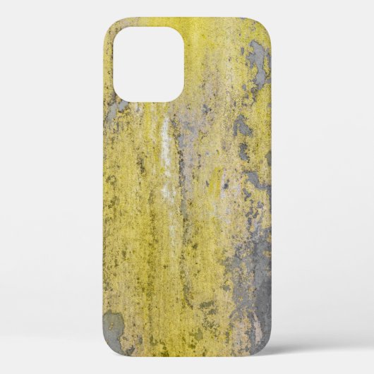 Coques Case-Mate iPhone Vieux mur en béton gris avec peinture jaune écaill (Verso)