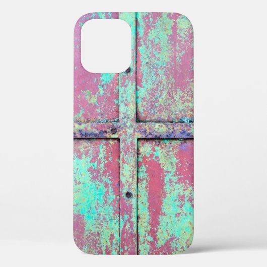 Coques Case-Mate iPhone Vieux mur peint en vert avec une texture rouille. (Verso)