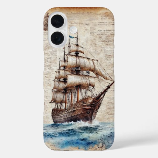 Coques Case-Mate iPhone Vieux navire dans l'océan sur parchemin (Verso)