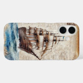 Coques Case-Mate iPhone Vieux navire dans l'océan sur parchemin (Verso (horizontal))