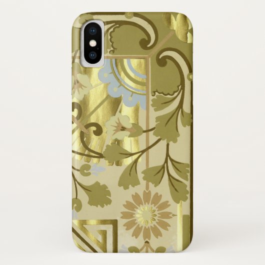 Coques Case-Mate iPhone Vif floral or vintage papier peint textile (Dos)