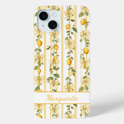 Coques Case-Mate iPhone Vignes de citron avec des nœuds coquettes monogram (Verso)