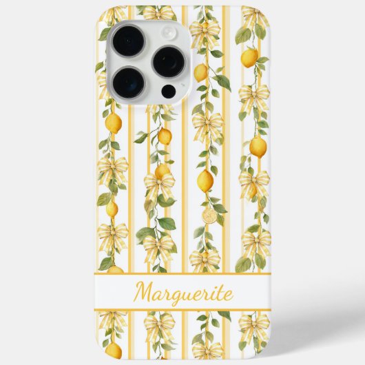 Coques Case-Mate iPhone Vignes de citron avec des nœuds coquettes monogram (Verso)