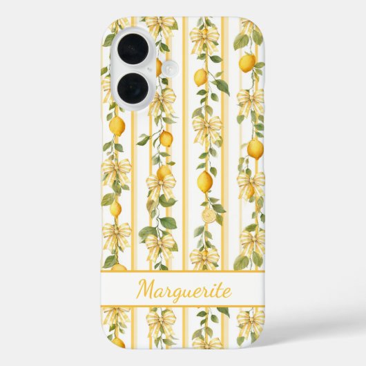 Coques Case-Mate iPhone Vignes de Citron avec des Nœuds Coquettes Monogram (Verso)