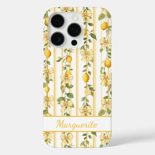 Coques Case-Mate iPhone Vignes de Citron avec des Nœuds Coquettes Monogram (Verso)
