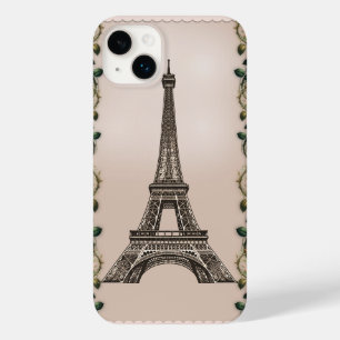 Coque Pour iPhone 14 Plus Vignes Rose Pâle Paris Tour Eiffel Style Shabby Ch
