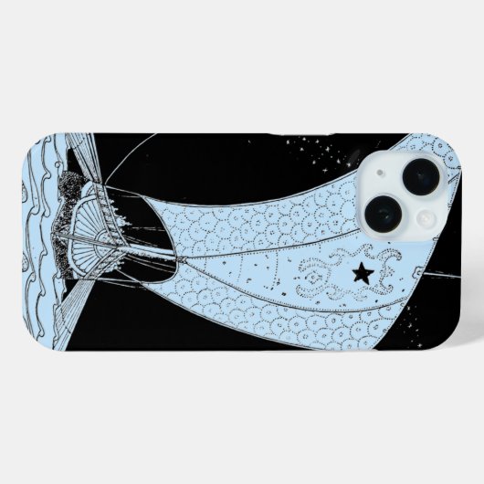 Coques Case-Mate iPhone Viking Longship at Night Blue (Verso (horizontal))