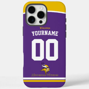 Coques iPhone 16 Pro Max Vikings personnalisés Jersey Football américain