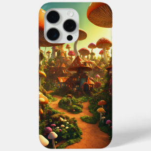 Coque iPhone 15 Pro Max Village de champignons psychédélique - Rendu 3D co