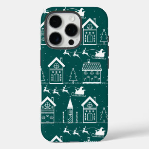 Coques iPhone 16 Pro Village nordique de Noël enneigé