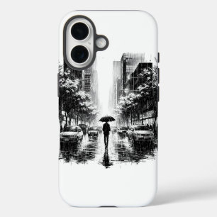 Coques iPhone 16 Ville de Neon Noir Rainy