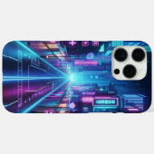 Coques Case-Mate iPhone ville futuriste de néon (Verso (horizontal))