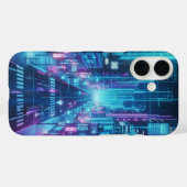 Coques Case-Mate iPhone ville futuriste de néon (Verso (horizontal))