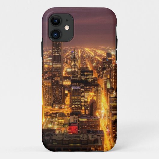 Coques Case-Mate iPhone Ville nocturne de Chicago (Dos)