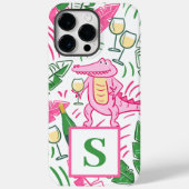 Coques Case-Mate iPhone Vin Alligator Pink vert Monogramme (Verso)